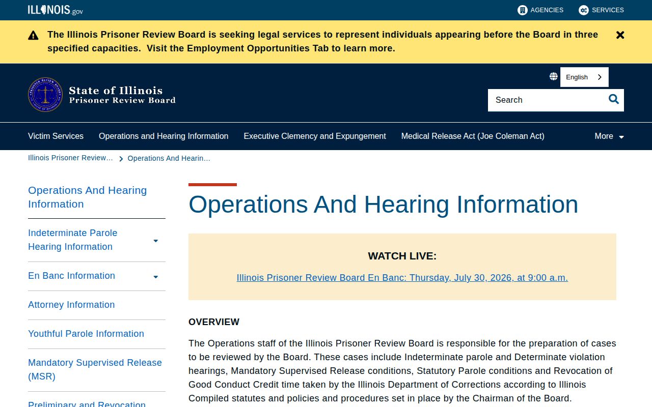 Illinois parole calendar for Peoria County post-release supervision