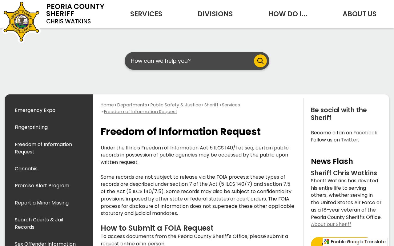 Peoria County released inmate booking photo and release record request page